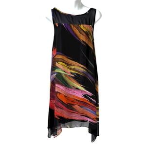 Womens Asymmetrical Swing Tent Dress Size 6 Lined Wearable Art Sleeveless Flowy